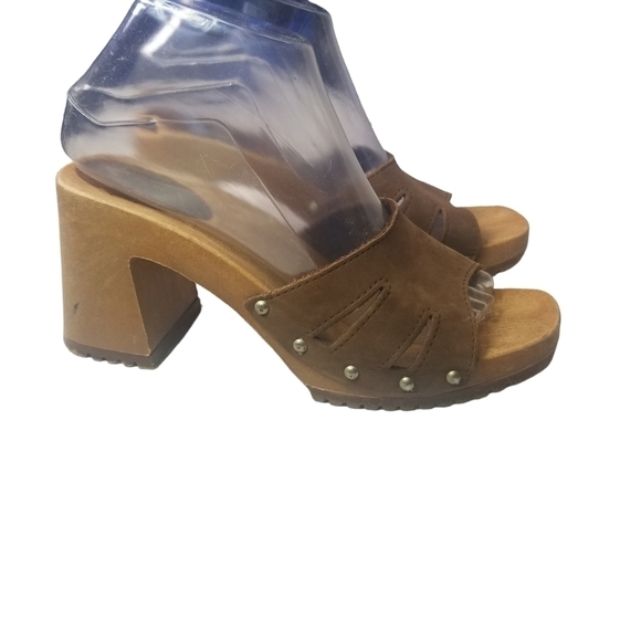 Vtg 80s brown suede slides sandals - Picture 5 of 12